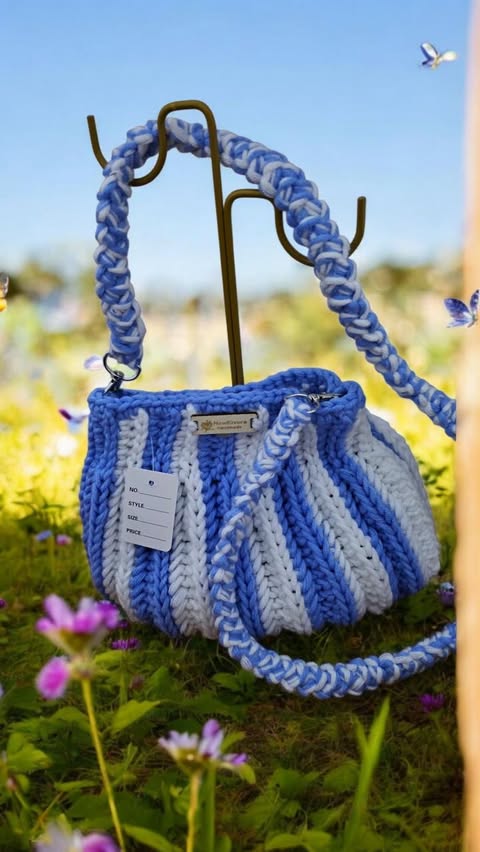 Frescura artesanal en tonos azul cielo-una pieza hecha a mano para brillar bajo el sol